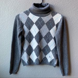 Burberry Womens Turtleneck Sweater | Argyle | Wool | XS